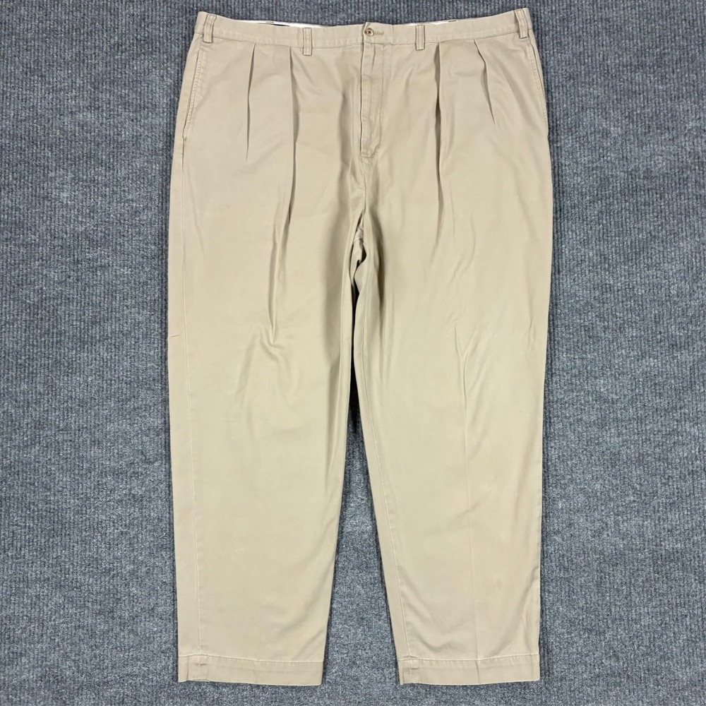 Polo Ralph Lauren BIG Andrew Pants Mens 47x31 Beige Pleated Front Classic Chino